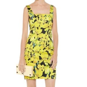 Alice + Olivia Yellow & Black Floral Sheath Dress Size 2